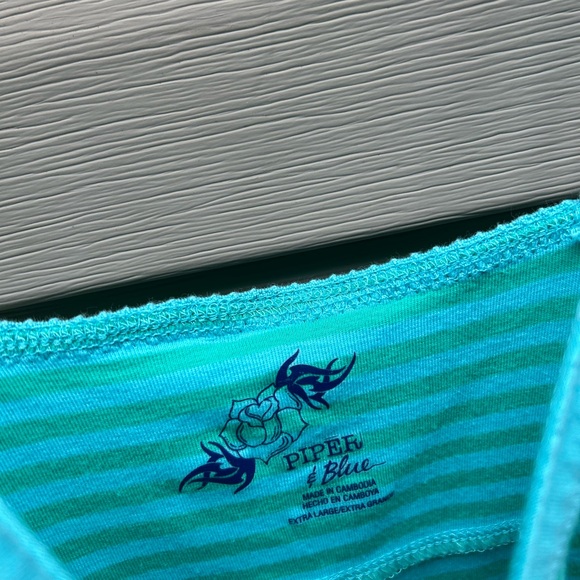 VTG Y2K Piper & Blue striped babydoll Bella cami tank top strappy Elena XL - Picture 3 of 7